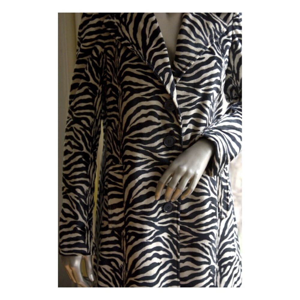 Vintage Betsey Johnson Striped Faux Fur Coat SZ 2 - Small